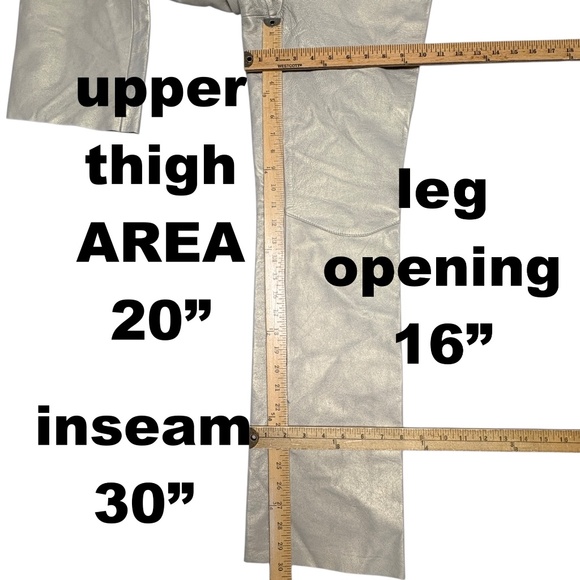 pants EXPRESS leather S iridescent pearl straight leg mid rise neutral elegant - Picture 8 of 17